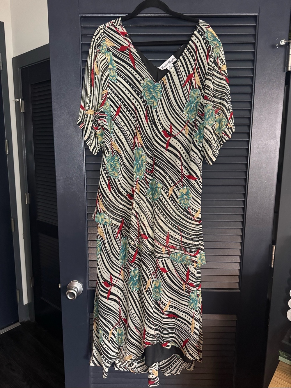 Jessica Taylor 5X Beaded Floral Tiered Maxi Dress